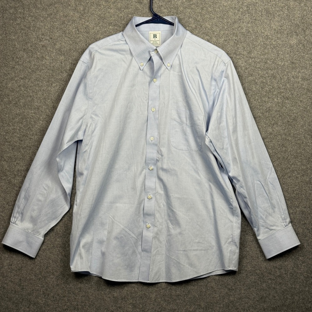 Brooks Brothers Non Iron Button Down Shirt Men Blue Dress Casual Size 15.5